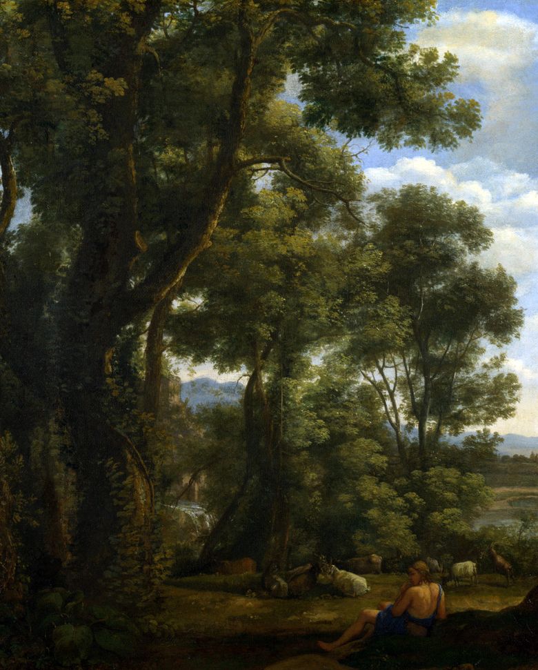 Bir keçi ve keçi   Claude Lorren manzara