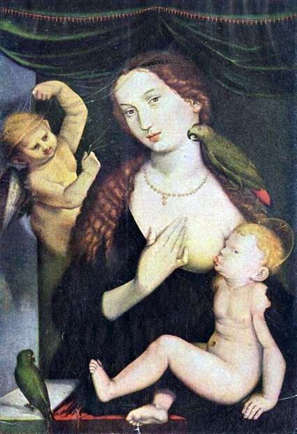 Papağan ile Madonna   Hans Baldung